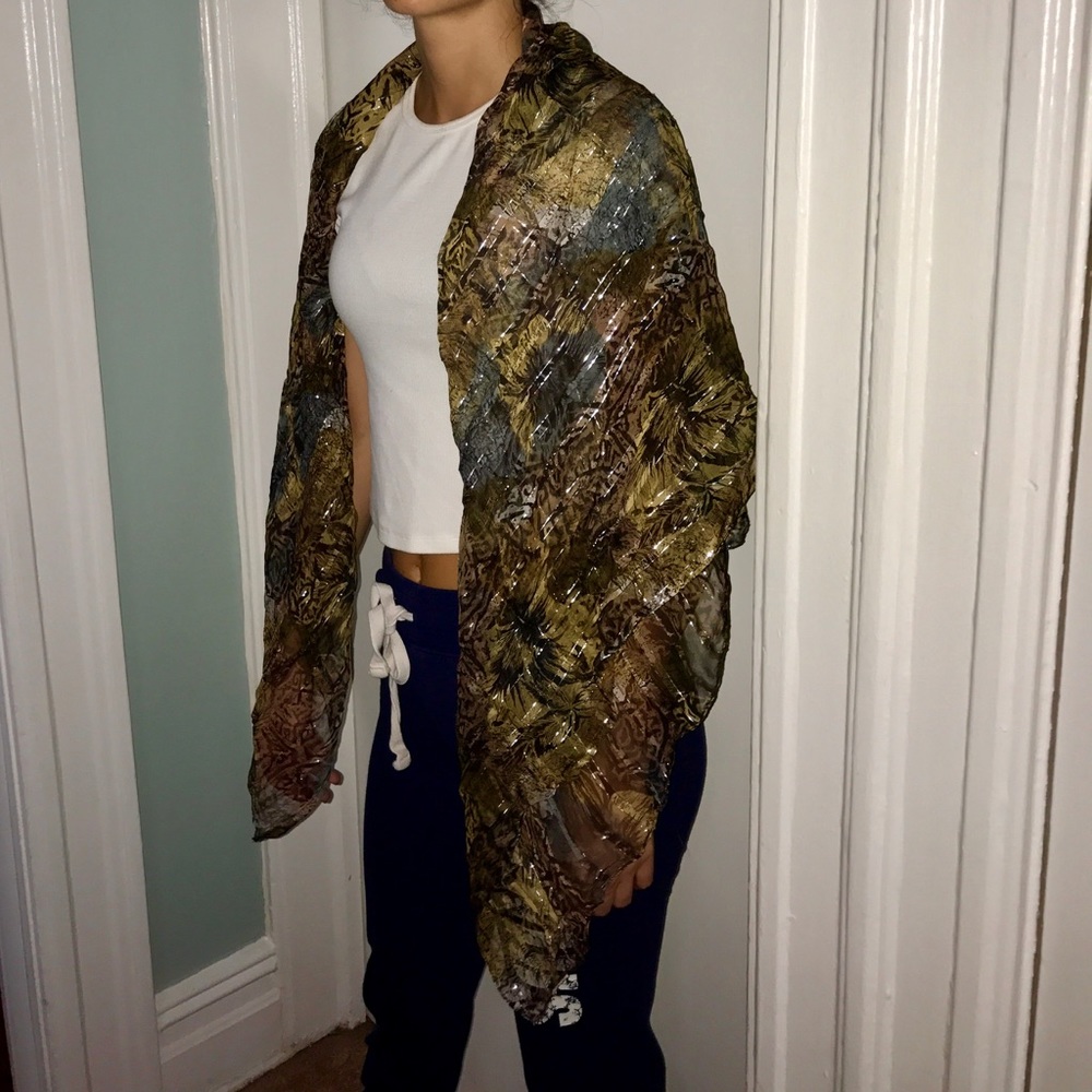 Floral & animal print mix scarf/wrap
